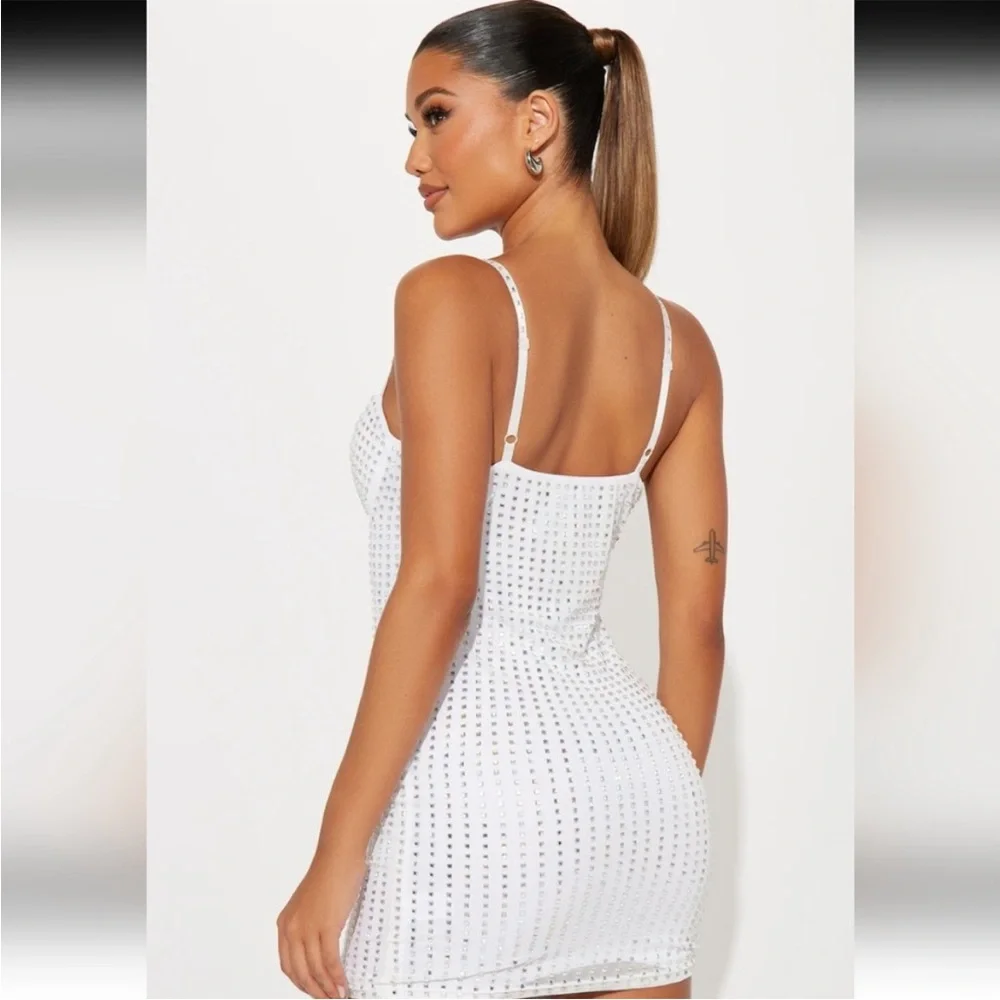Fashion Nova White Studded Mini Dress - Picture 4 of 6